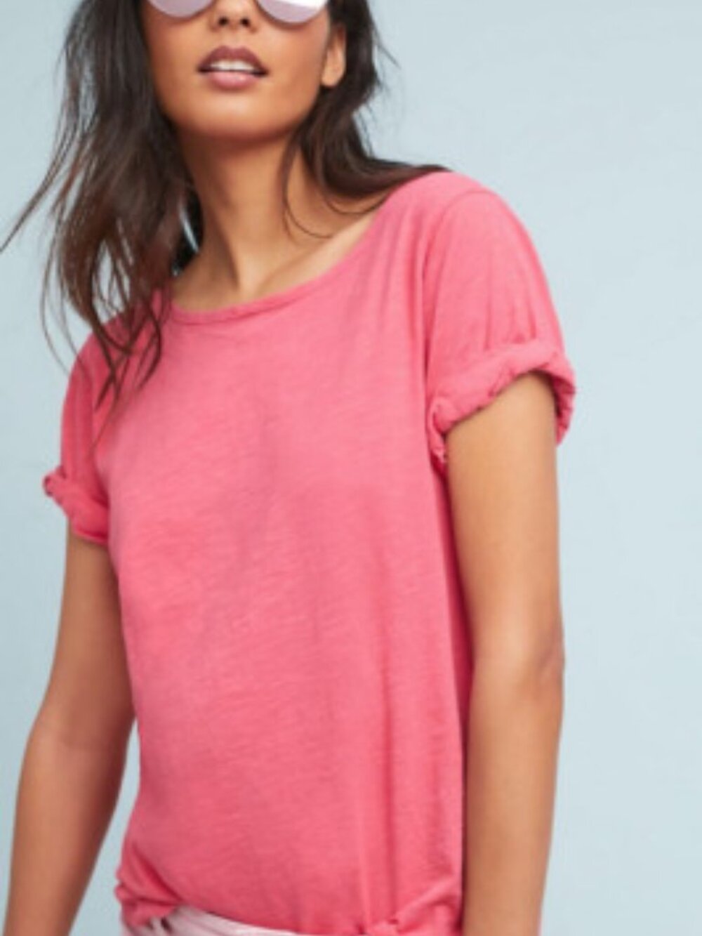 Anthropologie T.La Cuffed Sleeve Twist Back Tee Size XS NWT